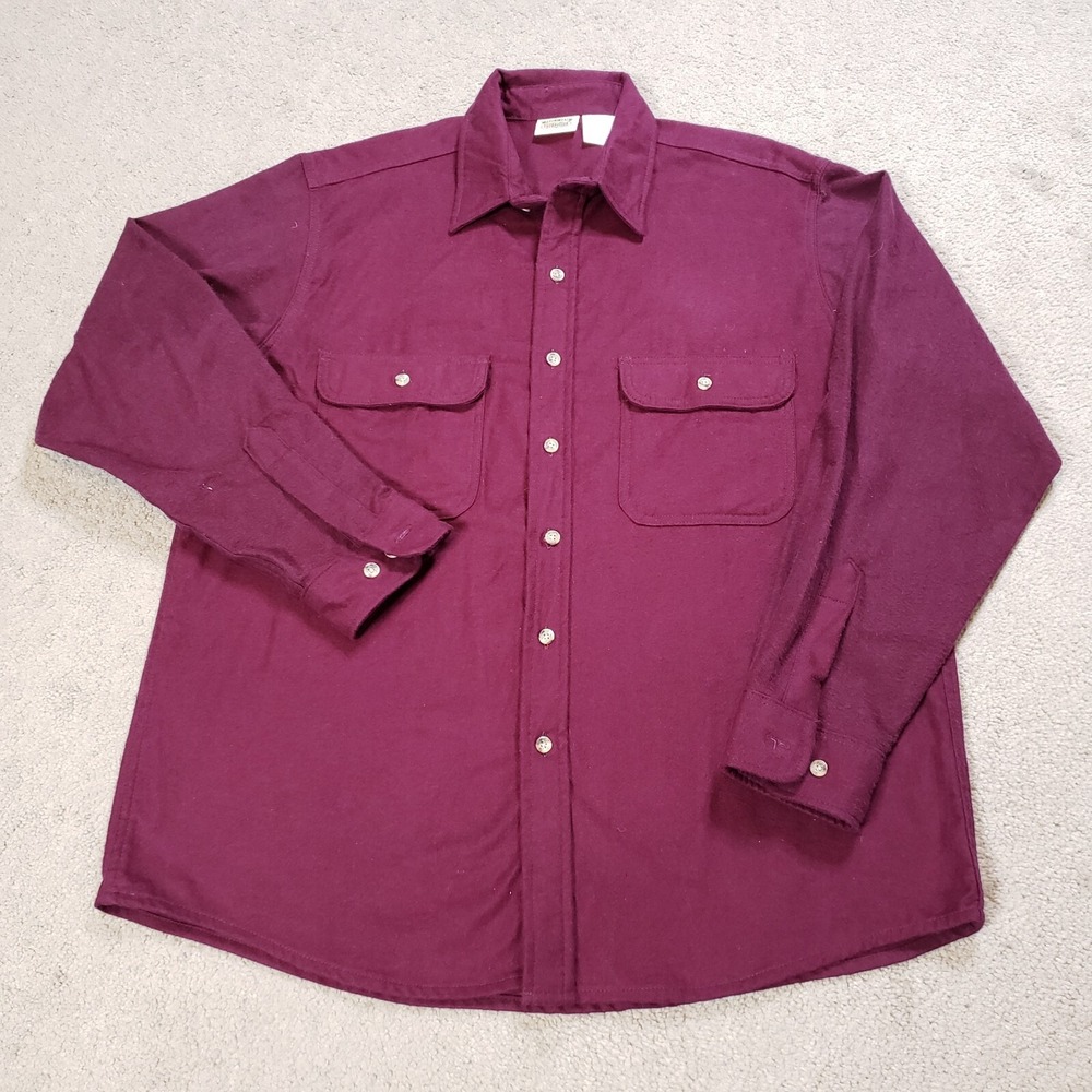Vintage 90s Five Brother Mens XL Faded Chamois Cloth Button Shirt Maroon Red